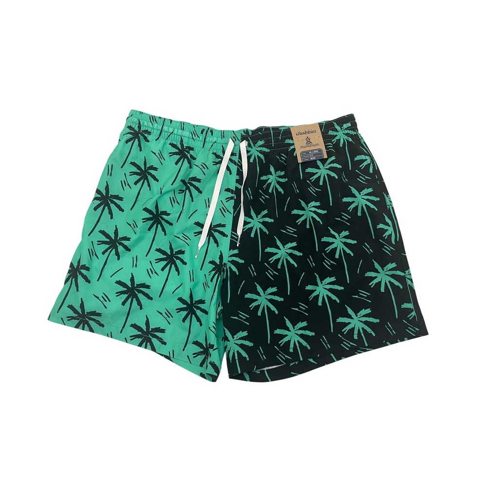 NEW Chubbies The Throne of Thighs Swim Trunks Mens XXL Green Black Palm Tree 5.5